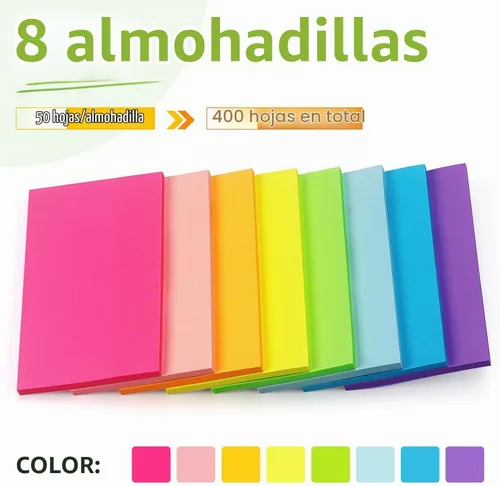 Vista 3 de Notas adhesivas de 3 x 5 pulgadas, colores brillantes, 8 blocs, 50 hojas
