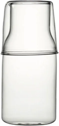 Vista 10 de Juego de jarras de agua de vidrio para mesita de noche con taza, jarra de vidrio con tapa para enjuague bucal para dormitorio, baño, jugo, vino