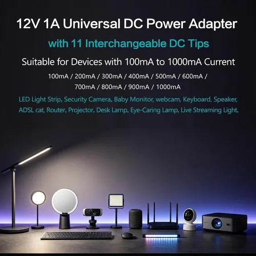 Vista 2 de Fuente de alimentación de 12 V, 1 A, CA 100-240 V a CC 12 V 1 A 1000 mA adaptador de fuente de alimentación CCTV para sistema de vigilancia