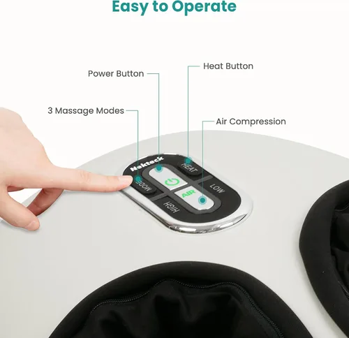 Vista 4 de Nekteck Shiatsu - Máquina masajeadora de pies con calor relajante, terapia de amasamiento profundo de compresión de aire elegible por la FSA