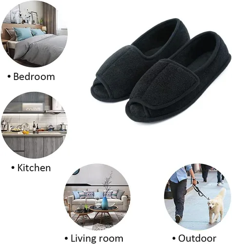 Vista 6 de Git-up -Pantuflas para mujer con diabetesartritisedema, cierre ajustable, espuma viscoelástica, punta abierta, extra ancha