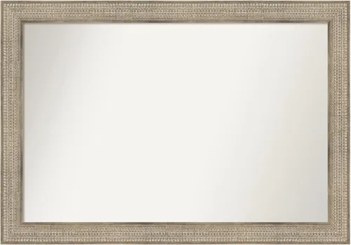 Vista 339 de Amanti Art Espejo de baño plateado para sobre fregadero, 26 x 26 pulgadas, espejo cuadrado de níquel pulido, marco de madera tradicional mediano, se