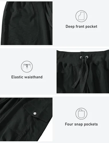 Vista 4 de MoFiz Pantalones cargo para mujer, ligeros, con cintura elástica, pantalones deportivos para senderismo al aire libre, pantalones deportivos casuales