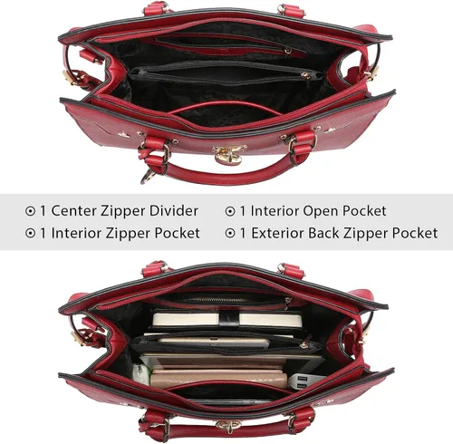 Vista 3 de Marco M - Bolso de mano y bolso para mujer con asa superior y cartera a juego