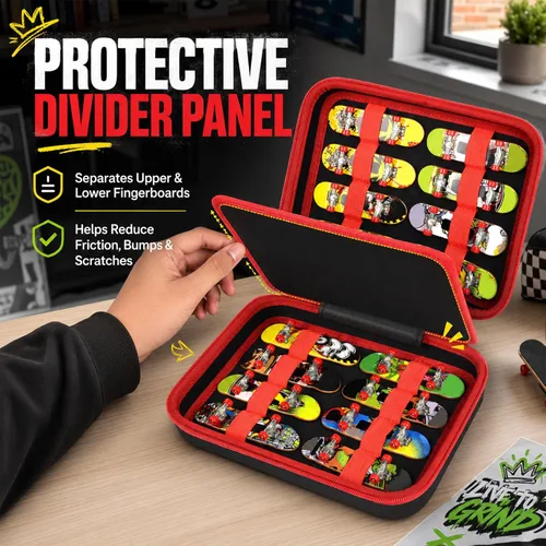 Vista 4 de ALKOO Funda para diapasón Tech Deck Ultra DLX, 16 ranuras, solo funda Negro