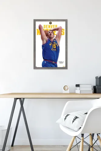 Vista 6 de Trends International NBA Denver Nuggets - Póster de pared Nikola Jokic Feature Series 23, 22.4 pulgadas de largo x 14.7 W, versión enmarcada