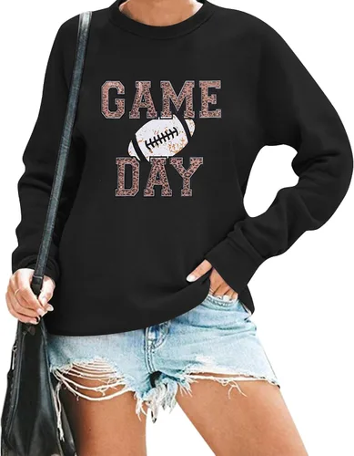 Vista 2 de FAYALEQ Sudadera de manga larga con diseño gráfico de fútbol para mujer, para el día del partido, para la temporada de fútbol