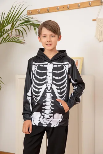 Vista 2 de Uideazone Sudadera con capucha sin botones para niños y niñas con diseño gráfico 3D, con bolsillos de 6 a 16 años