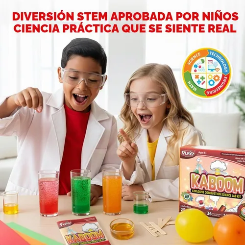 Vista 2 de Playz Kaboom! Kit de más de 50 experimentos científicos explosivos para niños de 8 a 12 años con 25 experimentos de fichas de Playz Lab - Set