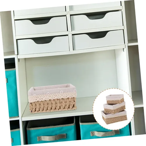 Vista 6 de Alipis Elegante juego de cestas de ratán simples para decoración de interiores, organización, lavable, versátil