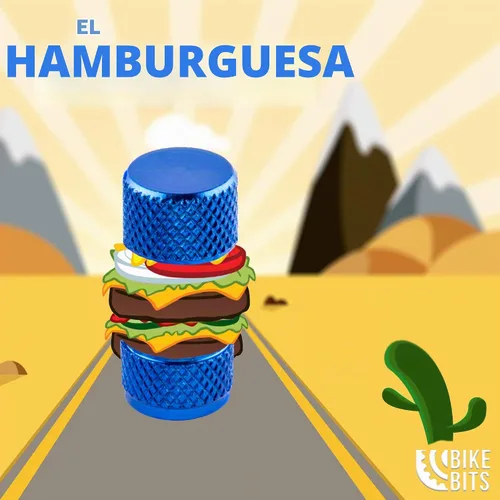 Vista 7 de Presta - Tapones de válvula de aluminio anodizado, uso en válvulas Presta/Francesas, diseños: bala, cohete, hamburguesa, cohete de bolsillo