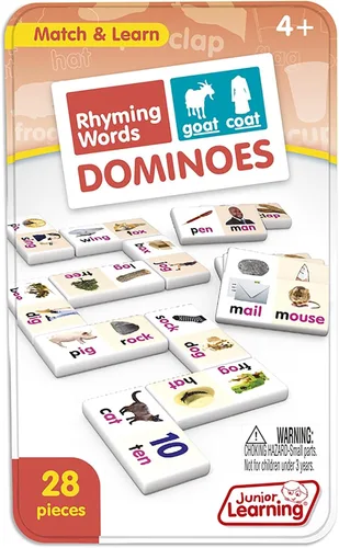 Vista 5 de Junior Learning Juegos educativos de acción de dominó de palabras rimantes, multicolor, modelo: JL490