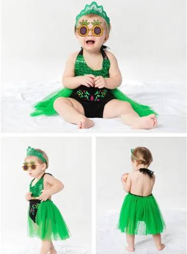 Vista 4 de AGQT Traje de baño para bebé y niña, traje de sol, trajes de verano, talla 0-36 meses