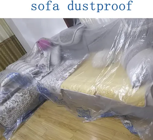 Vista 6 de Funda de plástico desechable de 13 x 65 pies para sofá que se puede cortar arbitrariamente, fundas de muebles, fundas de sofá impermeables, funda