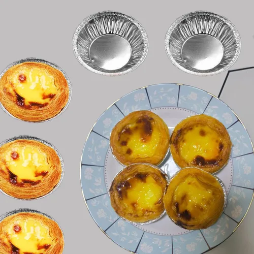 Vista 4 de 100 mini sartenes de papel de aluminio, ideales para hornear tartas, quiche, pudín, etc.