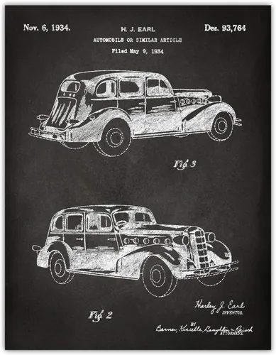 Vista 2 de Andaz Press Póster de decoración de pared con estampado de patente de pizarra, 8.5 x 11 pulgadas, aviones, trenes, automóviles, póster de patente