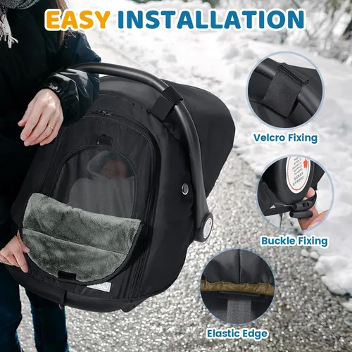 Vista 5 de Orzbow Funda de asiento de automóvil de invierno para bebé Funda impermeable para asiento de automóvil infantil compatible con asientos