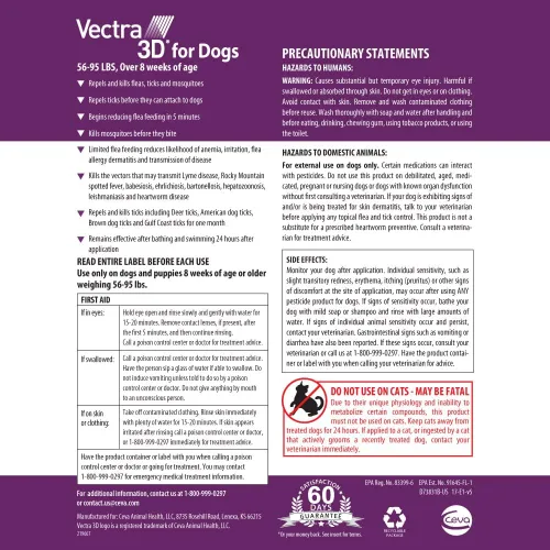 Vista 2 de Vectra 3D Flea and Tick Prevention for Large Dogs 56–95 lbs, 6‑Month