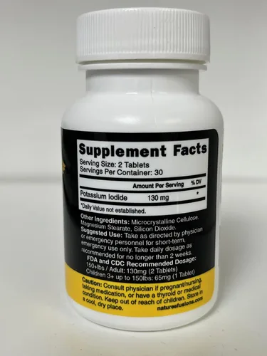 Vista 3 de Tabletas de radiación de yoduro de potasio de 130 mg - (60 tabletas) EXP 10/2032 - Ki Pills Tablets de yodo de potasio para radiación - Píldoras