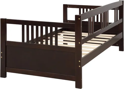 Vista 6 de Harper & Bright Designs Marco de sofá cama doble, marco de madera maciza, no necesita somier (espresso)