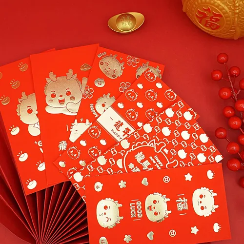 Vista 3 de Sobres rojos de la suerte de año nuevo chino, sobres de dinero de regalo 2024, Dragon Year Hong Bao, festival de primavera, cumpleaños boda, 36