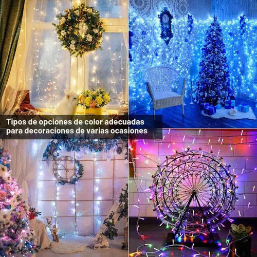Vista 6 de Brizled Cadena de luces que cambian de color, 33 pies, 100 luces LED pasrel RGB - Cable transparente - USB