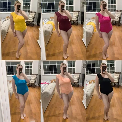 Vista 6 de Hilor - Trajes de baño de una pieza para mujer, con control de abdomen, diseño asimétrico de un hombro