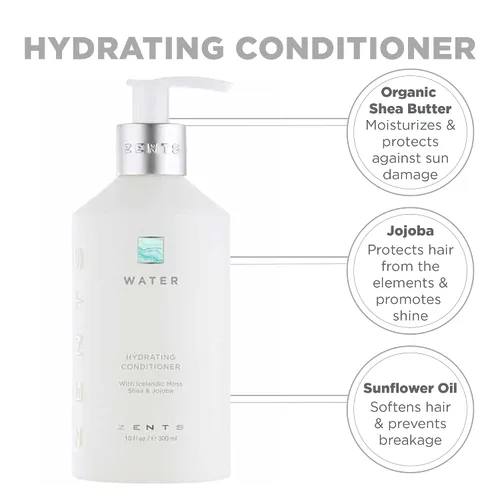 Vista 5 de Zents Acondicionador de agua hidratante (tamaño de viaje), color seguro y sin sulfatos con manteca de karité orgánica y aceite de jojoba para todo