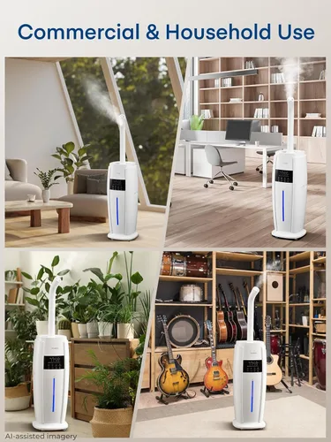 Vista 8 de FOHERE Humidificador de 4.8 galones/18 litros para habitación grande, fácil llenado superior, torre de niebla fría, silenciosos para el hogar