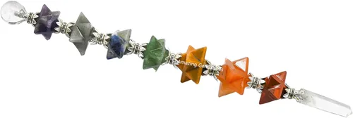Vista 2 de Amazing Gemstone Varita de cristal para chakras, varitas de cristal curativo, brujería, varita de cristal de Merkaba para meditación, brujería