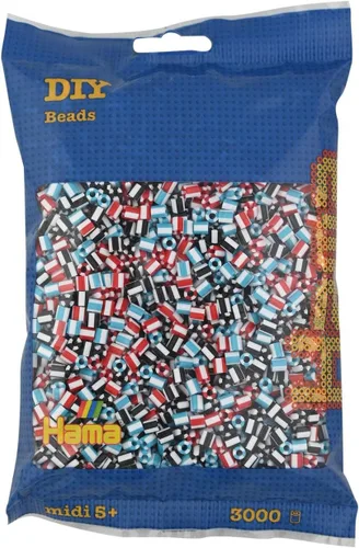 Vista 19 de Hama Perlen 201-49 Iron-On Beads Bag with Approx. 3000 Midi Craft Beads with Diameter 5 mm in Azure Blue, Creative Craft Fun for Young and Old