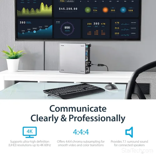 Vista 7 de Conversor de video con DisplayPort a HDMI 4K con audio, de la marca StarTech Estándar Negro