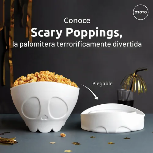 Vista 2 de OTOTO Nuevo Scary Poppings Palomitero para Microondas - Palomitero Gótico para Microondas, Palomitas de Silicona para Microondas, Cuencos Plegables