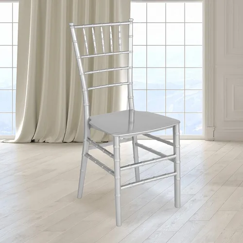 Vista 2 de Flash Furniture - Silla apilable de resina plateada HERCULES Series Chiavari plateado