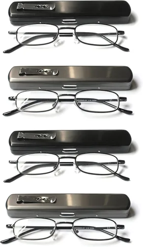 Vista 8 de Paquete de 4 lentes de lectura portátiles delgados y delgados con estuche de bolsillo para hombres y mujeres