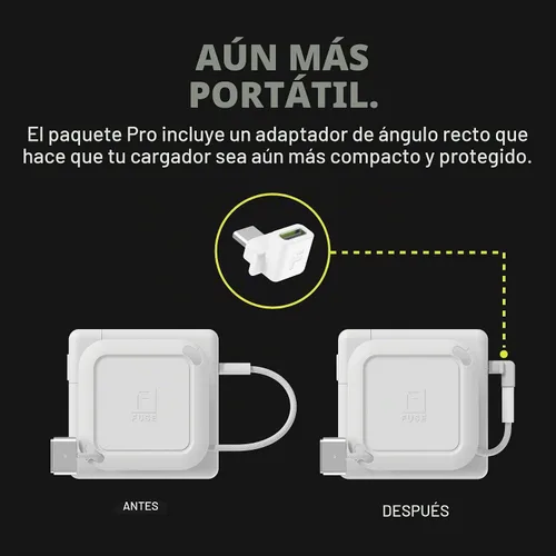 Vista 2 de Fuse Reel The Side Kick Organizador de Cables Plegable con Adaptador de Ángulo Recto USB-C Compatible con Cables de Carga de MacBook y PC y Gestión