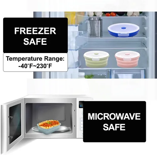 Vista 8 de Juego de recipientes de almacenamiento de alimentos de silicona plegable (color multi)