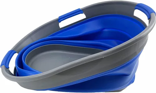 Vista 3 de SAMMART Cesta plegable de plástico para la ropa sucia de 25 L (6.6 galones) - Contenedor/organizador plegable - Tina de lavado portátil - Cesto que