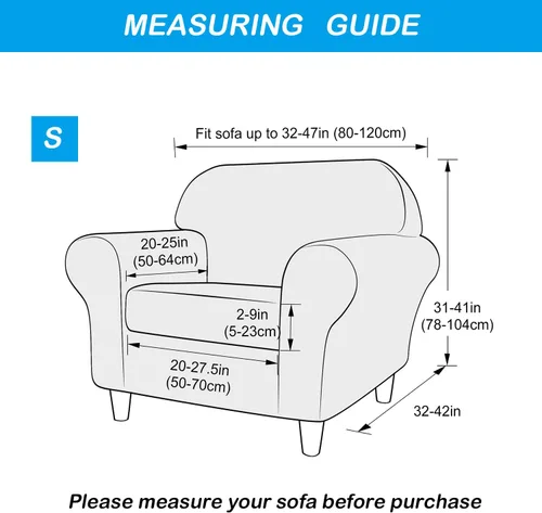 Vista 6 de OBCREAT 2 fundas para sofá, fundas de terciopelo elástico para sofá, funda suave para sillón con parte inferior elástica, protector de muebles