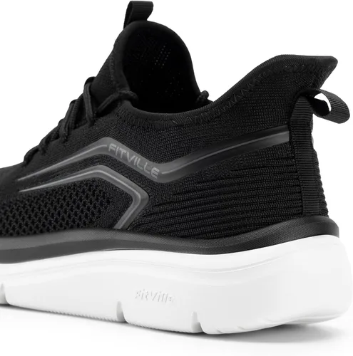 Vista 5 de FitVille Zapatos anchos para caminar para hombre, zapatillas atléticas, zapatos ligeros de entrenamiento sin cordones para pies planos - Cloud