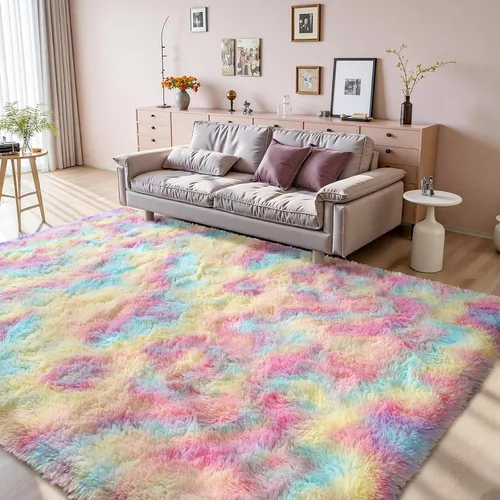Vista 36 de Terrug Alfombra Corredor Negra Esponjosa para Dormitorio, 2x6 Pies Lindas Alfombras de Área de Pelo Largo para Pasillo, Alfombra de Felpa Suave