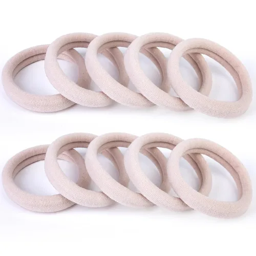 Vista 6 de 100 soportes grandes de algodón para cola de caballo, ligas para el cabello sin costuras, bandas elásticas para el cabello sin daños para cabello