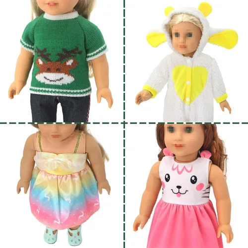 Vista 7 de SOTOGO 8 juegos de ropa de muñeca de 18 pulgadas para muñecas estadounidenses de 18 pulgadas, incluye ropa de moda para muñecas y accesorios