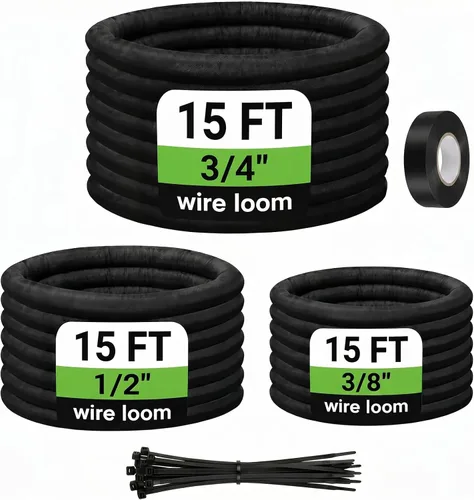 Vista 14 de Funda de organización de cables divididos de 10 pies, protector de cable de telar de alambre para cables de arnés automotriz de alta temperatura