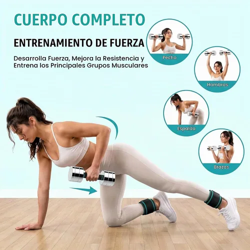 Vista 2 de LIFERUN Juego de 2 mancuernas ajustables de acero, 5/10/15 libras, mango de espuma antideslizante y cómodo, juego de mancuernas ajustables