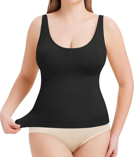 Vista 2 de TrainingGirl Camiseta sin mangas de compresión para mujer, chaleco moldeador de cintura sin costuras, adelgazante, camisola