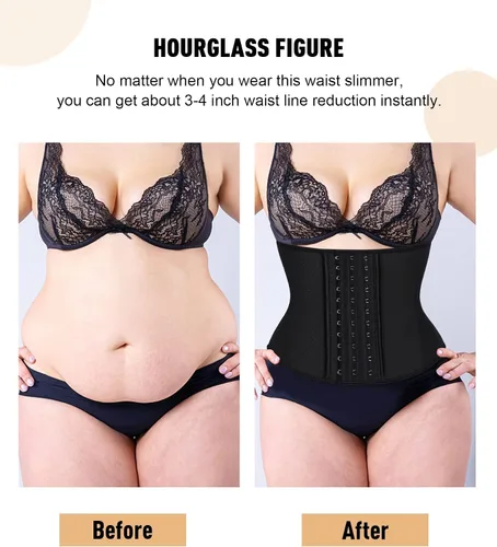 Vista 3 de FeelinGirl Women Latex Waist Trainer Tummy Control Corset Cincher Breathable Waist Trimmer Hourglass Body Shaper Girdle