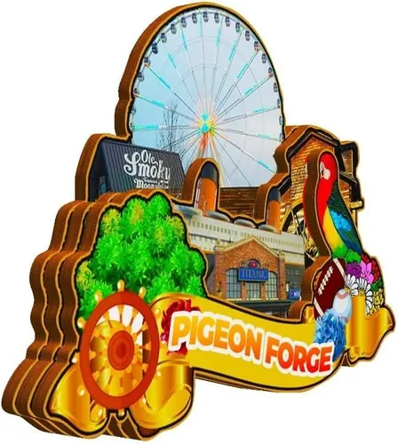 Vista 2 de Pigeon Forge Ternessee USA - Imán de madera para nevera, monumentos 3D, recuerdos coleccionables, decoración hecha a mano, 1841