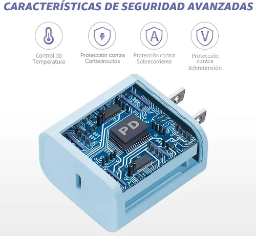 Vista 3 de Cargador para iPhone de carga rápida, paquete de 20 W, tipo C, bloque de carga rápida con [10 pies y 6 pies] USB C a cable Lightning compatible