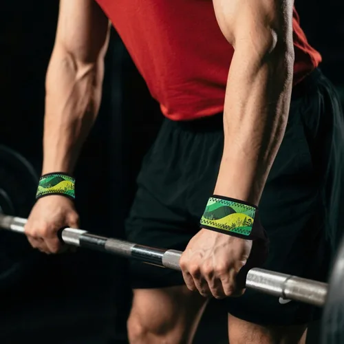 Vista 7 de Green Gradient forests Lifting Wrist Strap 26" Neoprene Padded Pair of Gym Straps for Weightlifting, Bodybuilding, Powerlifting, Strength Training